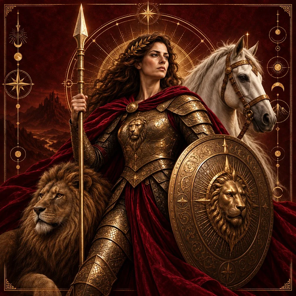 Imagem simbólica da Mesa Quântica Guardiã para proteção, limites e coragem